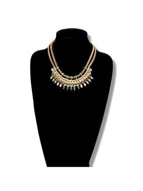EXPRESS Layered Gold & Teardrop Crystals Statement Necklace | NWT